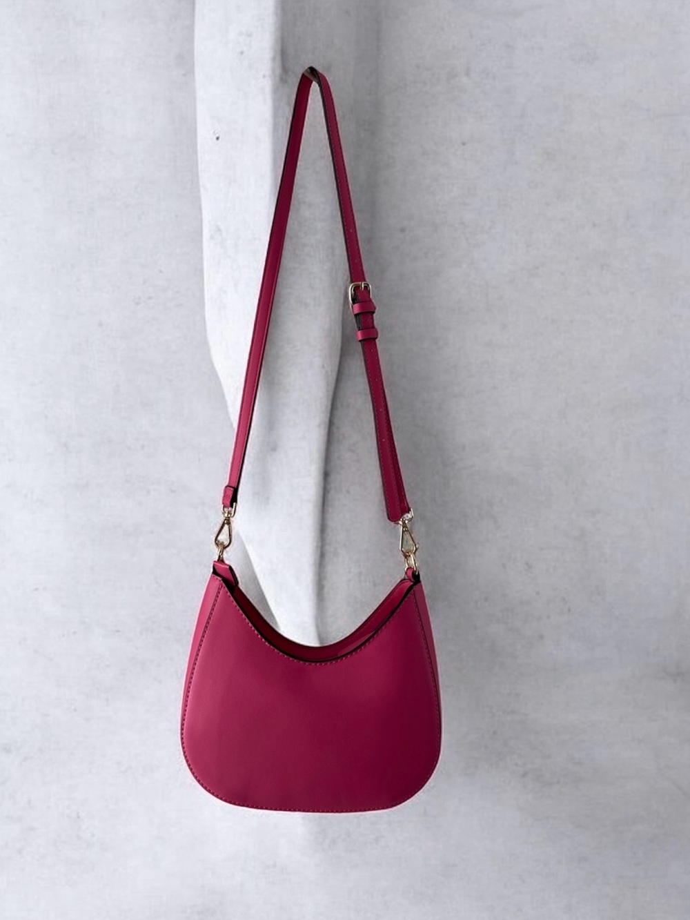 GUESS Hot Pink Crescent Shoulder Bag with Gold Chain - Picture 7 of 7